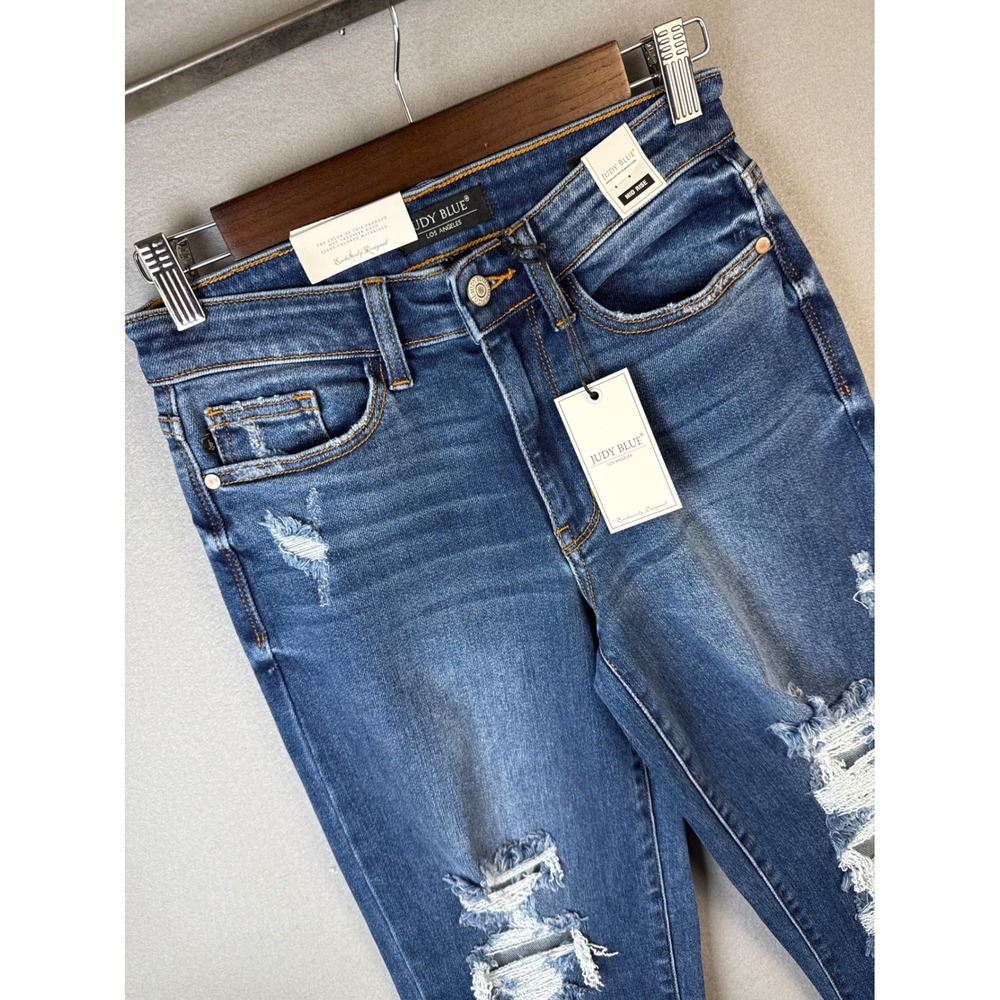 NWT Judy Blue Dad Jeans Distressed Mid Rise Denim 26 x 31 Size 4 Weekend‎ Vibes